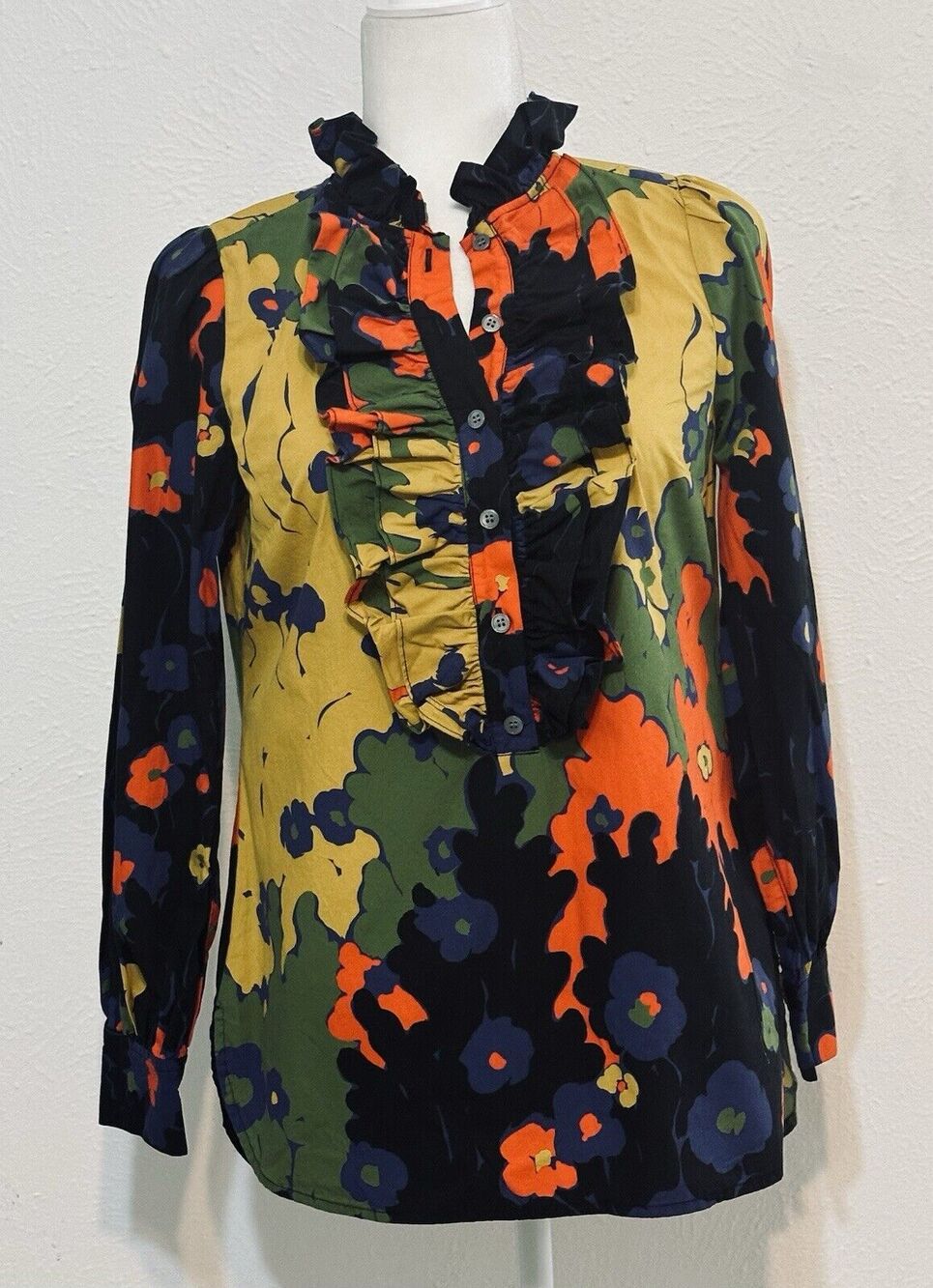 J Crew Size XS Rufflefit Fit Boy Shirt In Ratti® Meltin Floral Boho Art To Wear